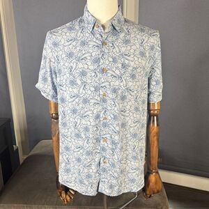 UNIONBAY Blue Floral Men's Casual Button Down Shirt Poolside Size S NWT